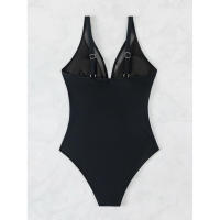Bañador negro de una pieza para mujer, traje de baño de realce con Control de barriga, Tankini de una pieza - details 6