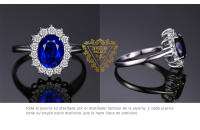 JewelryPalace-Anillo de Plata de Ley 925 con zafiro azul, sortija de lujo, Princesa Diana, para mujer - details 2