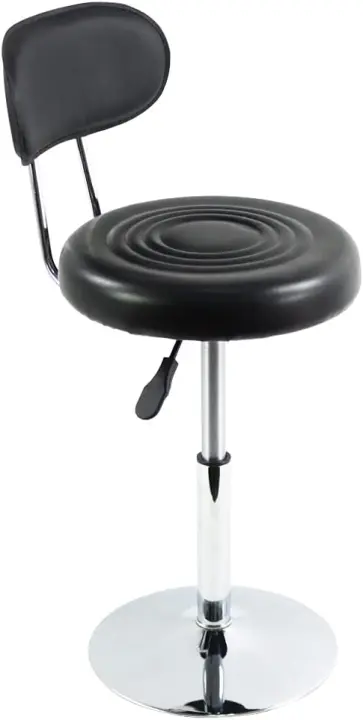 Silla de Café Ajustable de Altura Giratoria Respaldo Pequeño Ideal para Sala de Estar, Tienda Desayuno, Hogar Cocina Ottoman Negro - 1