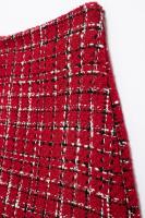 Abrigo de Moda de Otoño para Mujer Cuello Cerrado, Manga Larga, Textura a Cuadros Rojo, Abrigo Exterior Delgado con Bolsillos de Abrigo de Viento y Lluvia - details 17