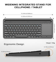 Teclado inalámbrico ergonómico con soporte para teléfono y panel táctil, Dual, Bluetooth, recargable, para iOS/Android/Win - details 6
