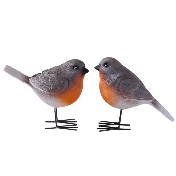 Estatua de pájaro Robin de estilo nórdico duradera, estatuas de pájaros de jardín hechas a mano, adorno de resina para patio, jardín de hadas - 1