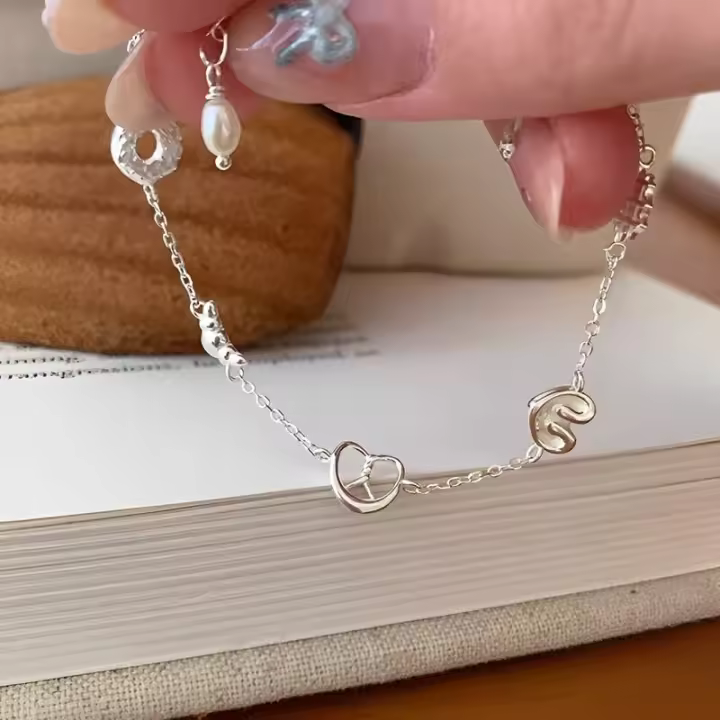 Nuevo estilo S, perla de cabeza de pan de plata pura para mujer, pulsera de donut Bestie de nicho 2024, joyería - 1