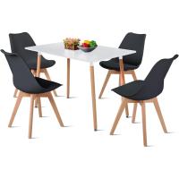 Juego de Mesa de Comedor y Sillas, 1 Mesa Redonda de 80 cm + 4 Sillas Blancas, de Diseño Nórdico - details 43