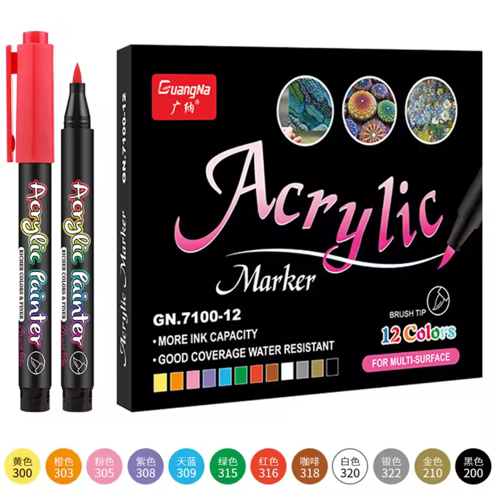 Pluma de Pintura Acrílica de 12-36 Colores Pluma de Marcador Suave para Pintura de Piedra Madera Cerámica Metal Cartón Papelería y Artesanía - 1