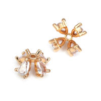 10 Uds. De latón y circonita de Color dorado de 18K, tapas de cuentas de flores, joyería, pendientes, suministros para hacer cuentas, accesorios Diy - details 11