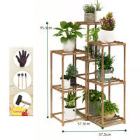 Soporte de plantas de madera para interiores y exteriores, estante de exhibición de plantas de escalera, estante de almacenamiento de plantas de balcón, soporte de estante de flores - details 6