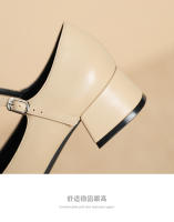 Zapatos de tacón grueso con boca baja y punta cuadrada Xiaoxiangfeng - details 6