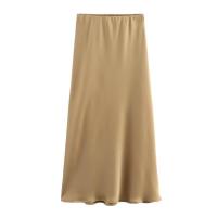 - Falda de cintura alta con textura de satén de seda francesa de estilo único para mujer8632845 - details 7