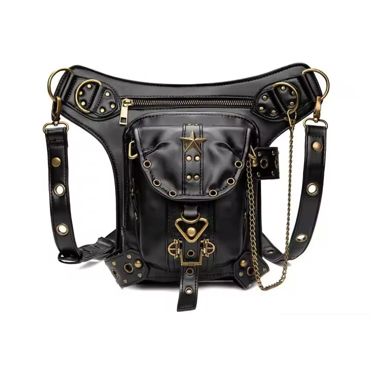 Bolso de hombro versátil informal punk Retro, moda de viaje, Bolso pequeño con decoración de estrellas, bandolera de mujer de cuero sintético - 1
