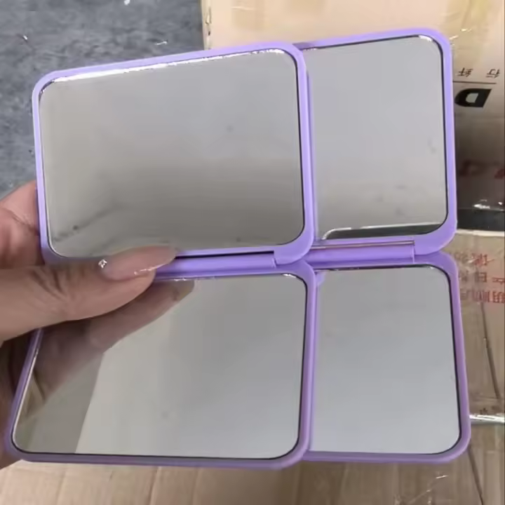 Mini espejo de mano de superficie lisa, espejo de maquillaje portátil cuadrado, espejo de bolsillo compacto de doble cara para mujer - 1