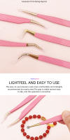 Pinzas para Pestañas Profesionales en Acero Inoxidable Rosa Anti-Estático No Magnético Herramienta de Maquillaje para Extensión de Pestañas 3D - details 6