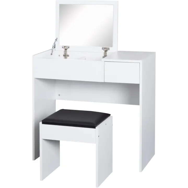 Mesa de Maquillaje con Espejo Abatible y Cajas de Almacenamiento Tocador Blanco de Alta Calidad - 1