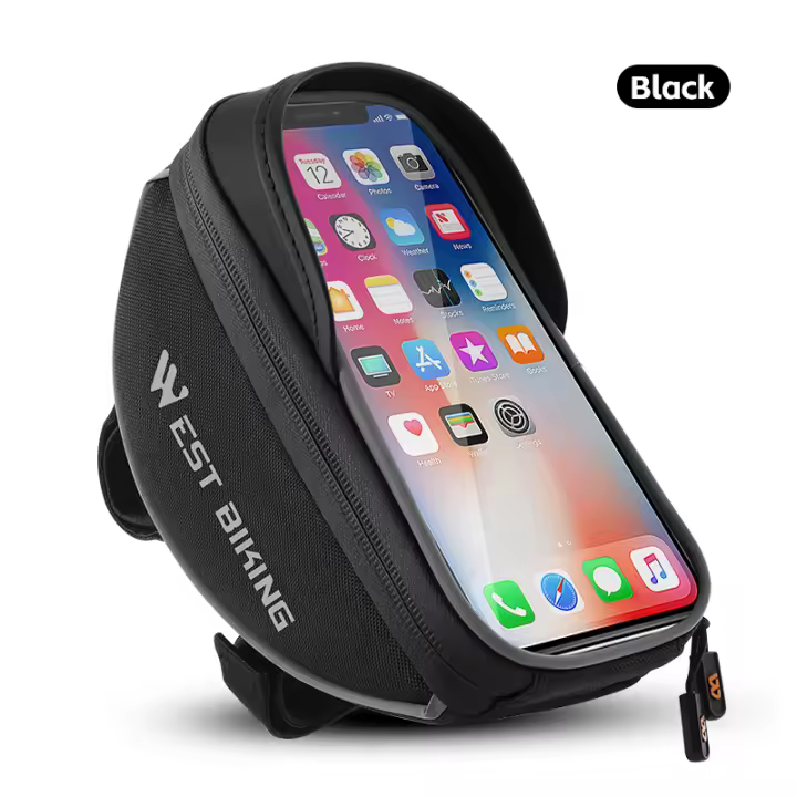 WEST BIKING-Bolsa de ciclismo para cuadro de tubo delantero superior, resistente al agua, funda de teléfono de 6,8 pulgadas, almacenamiento para pantalla táctil, bolsa para manillar de bicicleta - 1