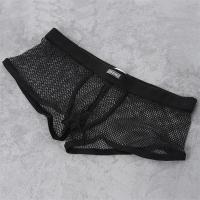 Sexy Mesh Boxer Hombre Ropa Interior Ver A Través Transparente Ropa De Noche De Cintura Baja Bóxer Calzoncillos Calzoncillos - details 6