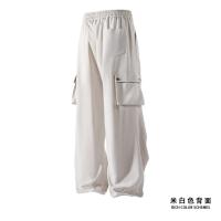 Pantalón plisé con bolsillos laterales para hombre, informal, color liso, recto, con cintura elástica, amplio, en soie glacée, pantalon diario - details 5