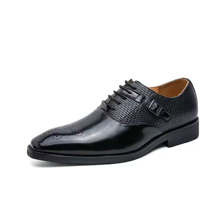 2025 Exquisito vestido artesanal elegante ocasión cuero transpirable zapatos formales de boda de negocios para hombres - 1