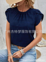 Moda mujer Primavera Verano nueva pétalo redondo elegante rt manga Top - details 21