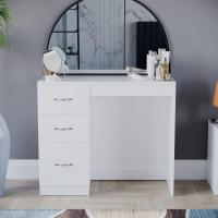 Descuento Riano - tocador para Maquillaje de 3 cajones, para mobiliario de Dormitorio, Blanco - details 1