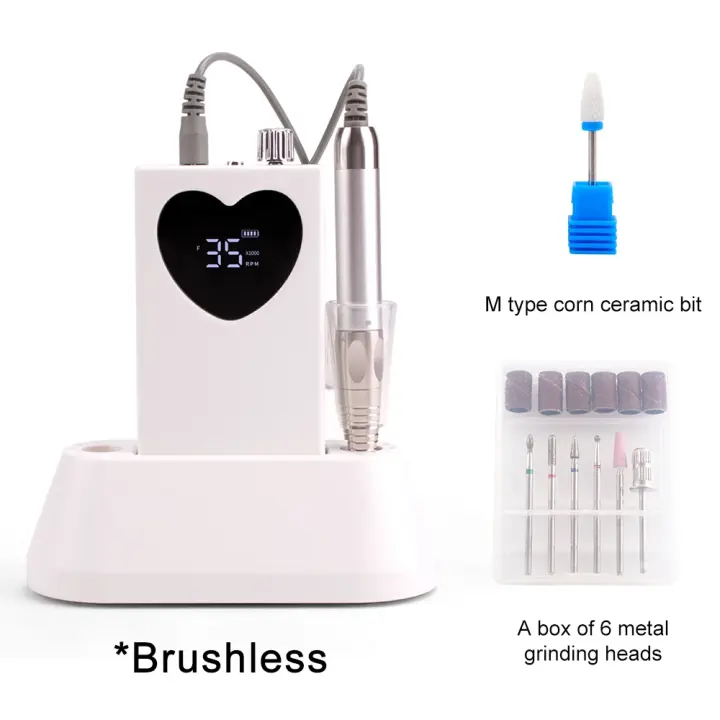 Taladro eléctrico portátil sin escobillas para manicura, máquina inalámbrica de escritorio, recargable, 35000RPM, ultrafino - 1