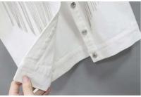 Chaqueta corta para mujer, novedad de 2023, chaleco vaquero con borlas, encaje blanco y negro con una hilera de botones, chaqueta sin mangas - details 18