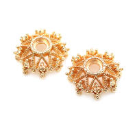Cuentas de Flor de Latón Dorado 18K Joyería de Alta Calidad para Collar Pulseras - details 2