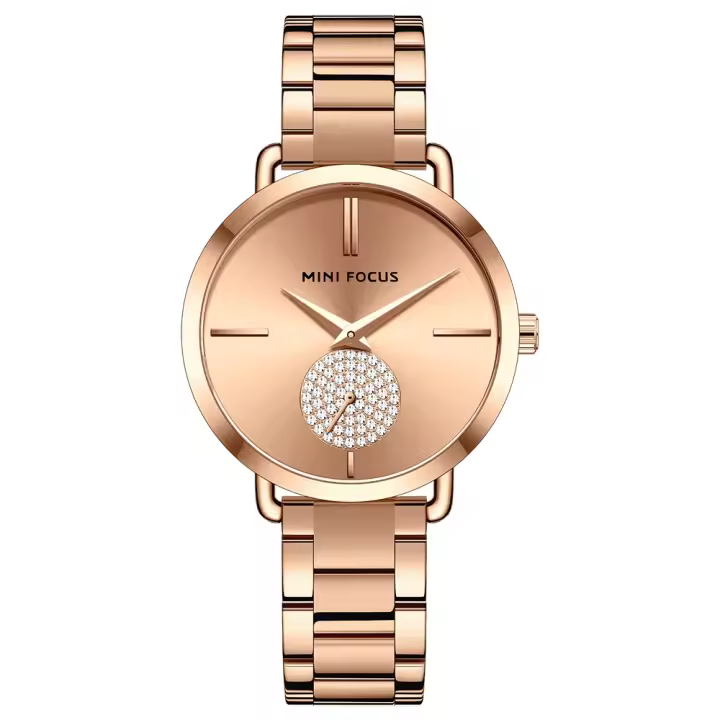 Reloj de Pulsera de Cuarzo Elegante para Mujer Diablo de Luz Solar con Acentos de Diamante de Imitación Pulsera de Acero Inoxidable Impermeable Estilo Casual - 1
