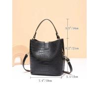 Bolso tipo cubo con estampado de cocodrilo retro para mujer, bolso de hombro de cuero PU, bolso de gran capacidad, lujosa cartera de mujer de alta gama Mochila de lujo de alta gama - details 3