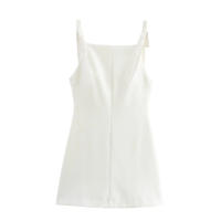 TRAFZA mujer arco Correa decoración cuello cuadrado sin mangas espalda cremallera Sling vestidos verano 2025 mujeres High Street Mini vestido - details 2