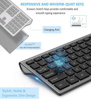 Teclado ergonómico inalámbrico Plug and Play de 2,4G, 109 teclas, tamaño completo, teclado numérico para PC/escritorio/portátil, negro - details 2