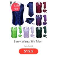 Chaleco de seda para hombre, Jacquard, verde, azul, rojo, dorado, rosa, corbata, pañuelo, conjunto de gemelos, chaqueta sin mangas de negocios para boda - details 5
