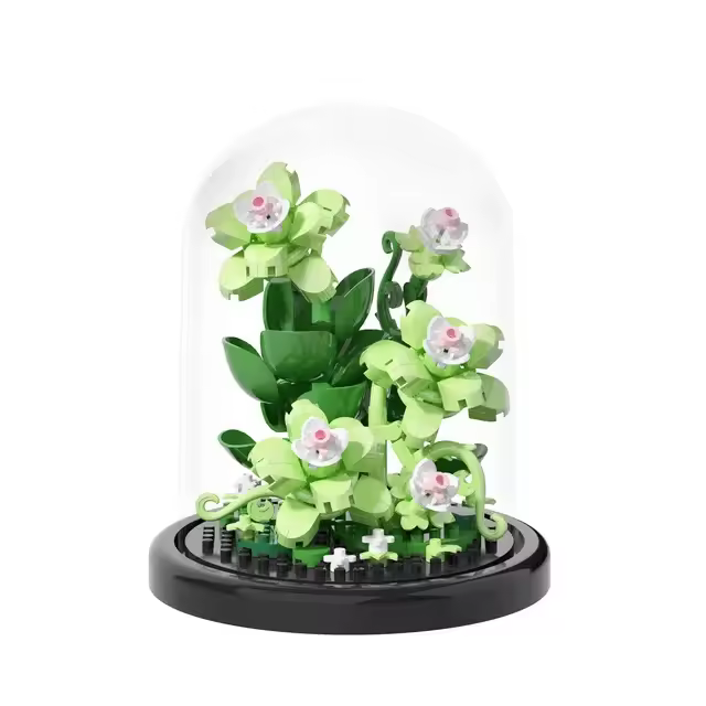 Bloque de decoración de escritorio de montaje eterno, flor, rompecabezas para niños, rosa, bloques de construcción, juguete, ramo, regalo - 1