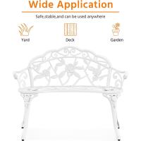 Jardín al aire libre de 2-3 plazas con reposabrazos y respaldo decorativo para terraza, balcón, patio, asiento de parque vintage blanco. - details 1
