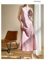 Elegante Vestido de Satén de Acelita para Mujer verano 2024 Vestido de Fiesta sin Mangas de Seda Artificial Sexy - details 4