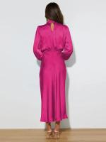 Primavera Verano nuevo vestido de manga larga de satén de gama alta vestido de noche elegante para mujer ropa de fiesta vestidos de celebridades - details 38