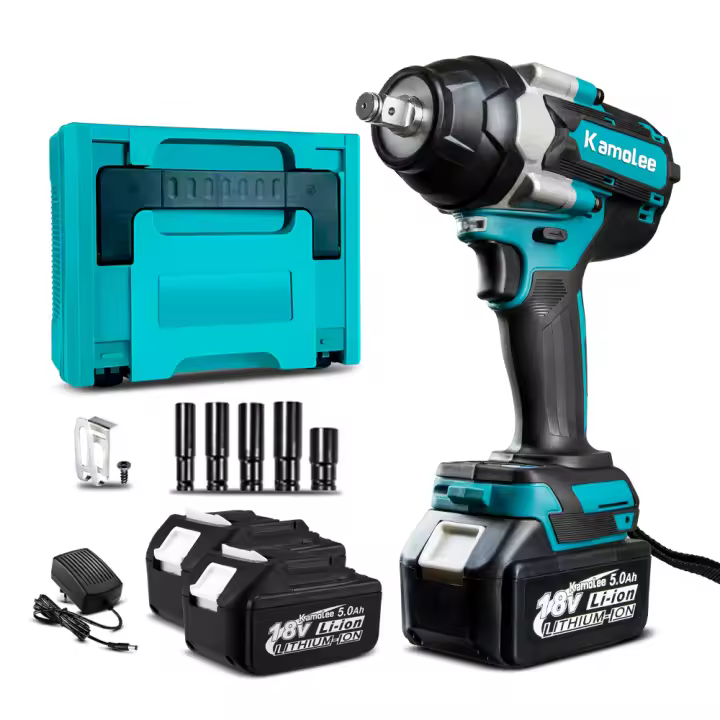 Kamolee-llave eléctrica sin escobillas, inalámbrica, 1800 N.m, batería y cargador incluidos, Compatible con batería Makita de 18V - 1