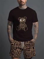 Conjunto informal de verano para hombre, pantalones cortos de playa para deportes al aire libre, moda urbana, estampado de oso, camiseta de manga corta ligera, 2025 - details 2