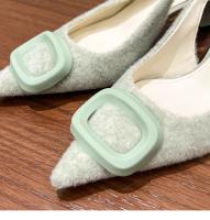 Sandalias de tacón alto con hebilla cuadrada y puntera, zapatos en la parte posterior - details 18