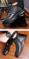 Botas de goma con suela para hombre, zapatos de nieve negros Martin para trabajo, botas de piel hasta el tobillo, botas de moda impermeables para invierno para hombre - details 15