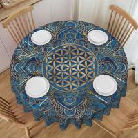 Mantel circular mandala, flor de loto de la vida, impermeable, resistente al aceite, 60 pulgadas, forma geométrica sagrada - details 168