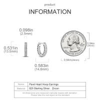 Pendientes de aro para mujer, pendientes de aro de corazón pavimentado de Plata de Ley 925 para mujer, pendientes, regalos de joyería - details 1