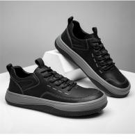 Zapatos deportivos de cuero para hombre, tendencia versátil, puntera ancha, suela gruesa antideslizante. - details 15