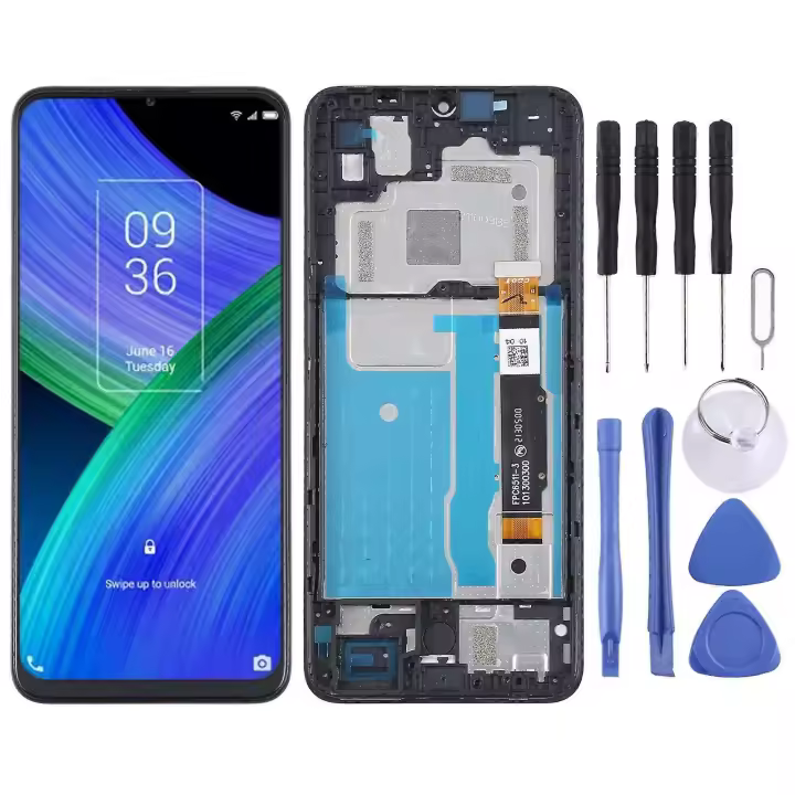 Pantalla LCD y digitalizador de montaje completo con marco para TCL 20 R 5G - 1