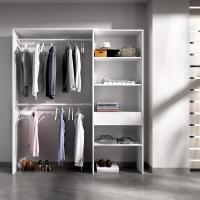 Traje Armario Vestidor Abierto, Madera de ingeniería, Blanco, 187x160/110x40 cm - details 1