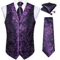 Traje de seda de cachemira azul real de lujo, conjunto de chaleco y corbata con anillo de dragón de metal, pañuelo, gemelos, chaleco de esmoquin para graduación y boda - details 13