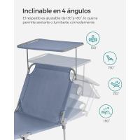 Silla de Sentado al Aire Libre Ajustable Plegable, 193 x 53 x 29 cm, Capacidad de 150 kg, con Parasol, reposacabezas, Respaldo - details 3