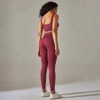 Conjunto de yoga acanalado sin costuras para mujer, ropa de gimnasio, sujetador con elevación, leggings, top de entrenamiento, chándal deportivo, 2 piezas - details 8