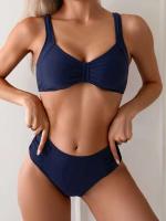 Conjunto de bikini push-pull para mujer, bikini sexy de encaje con lazo, traje de baño de dos piezas para mujer, traje de playa L 2024 - details 2