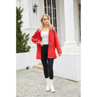 Camiseta impermeable con capucha a rayas de manga larga para mujer, longitud media - details 62