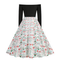 Vestido de mujer con falda estampada con un hombro al descubierto - details 4